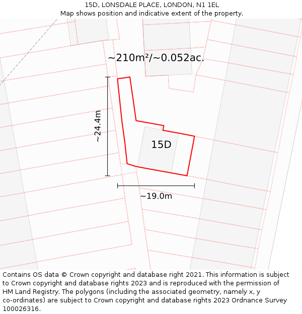 15D, LONSDALE PLACE, LONDON, N1 1EL: Plot and title map