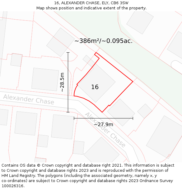 16, ALEXANDER CHASE, ELY, CB6 3SW: Plot and title map