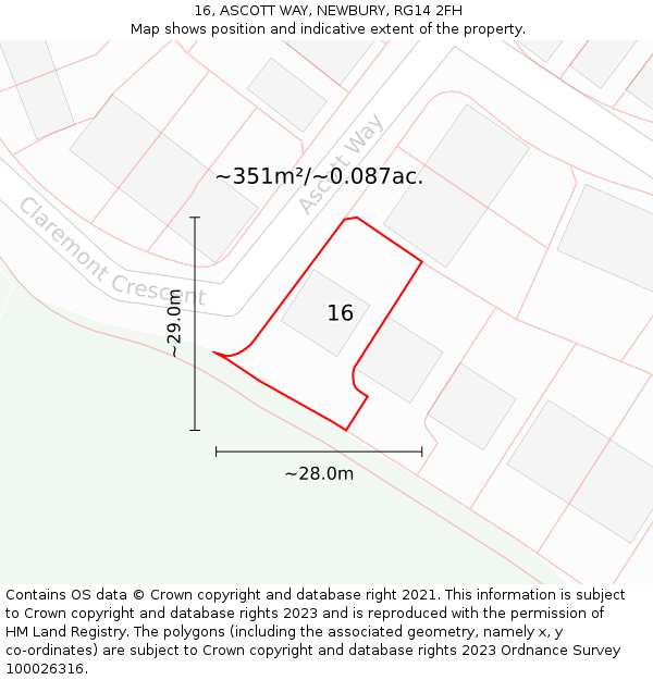 16, ASCOTT WAY, NEWBURY, RG14 2FH: Plot and title map