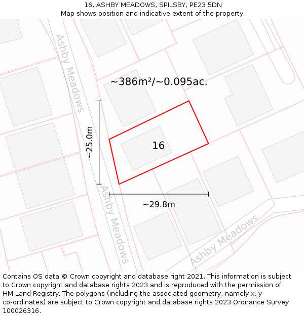 16, ASHBY MEADOWS, SPILSBY, PE23 5DN: Plot and title map