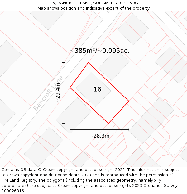 16, BANCROFT LANE, SOHAM, ELY, CB7 5DG: Plot and title map