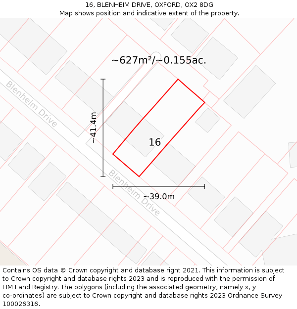 16, BLENHEIM DRIVE, OXFORD, OX2 8DG: Plot and title map