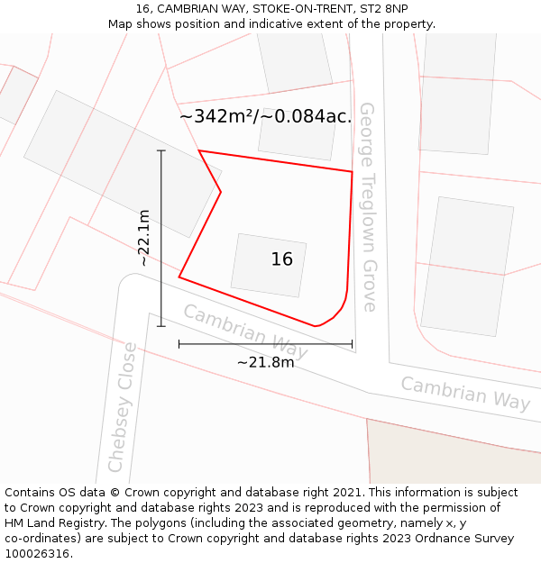 16, CAMBRIAN WAY, STOKE-ON-TRENT, ST2 8NP: Plot and title map