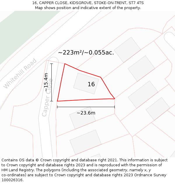 16, CAPPER CLOSE, KIDSGROVE, STOKE-ON-TRENT, ST7 4TS: Plot and title map