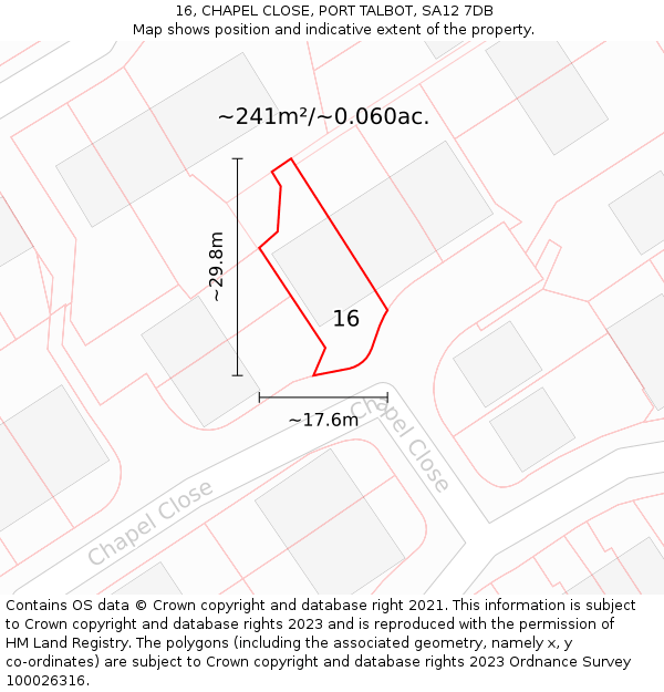 16, CHAPEL CLOSE, PORT TALBOT, SA12 7DB: Plot and title map