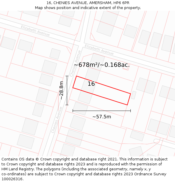 16, CHENIES AVENUE, AMERSHAM, HP6 6PR: Plot and title map