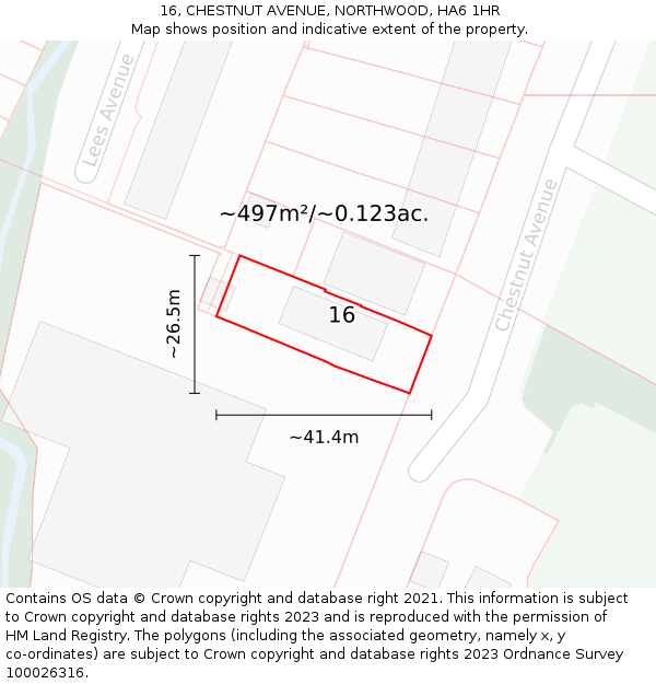 16, CHESTNUT AVENUE, NORTHWOOD, HA6 1HR: Plot and title map