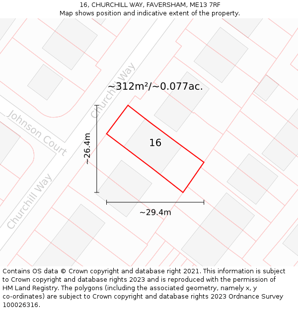 16, CHURCHILL WAY, FAVERSHAM, ME13 7RF: Plot and title map