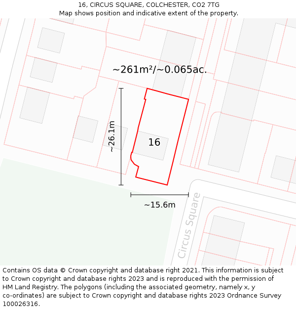 16, CIRCUS SQUARE, COLCHESTER, CO2 7TG: Plot and title map