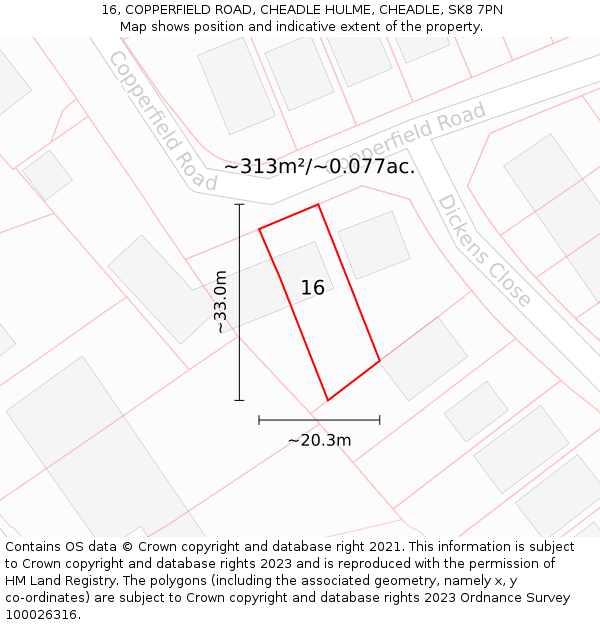 16, COPPERFIELD ROAD, CHEADLE HULME, CHEADLE, SK8 7PN: Plot and title map