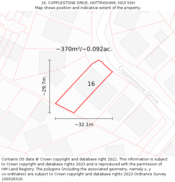 16, COPPLESTONE DRIVE, NOTTINGHAM, NG3 5SH: Plot and title map