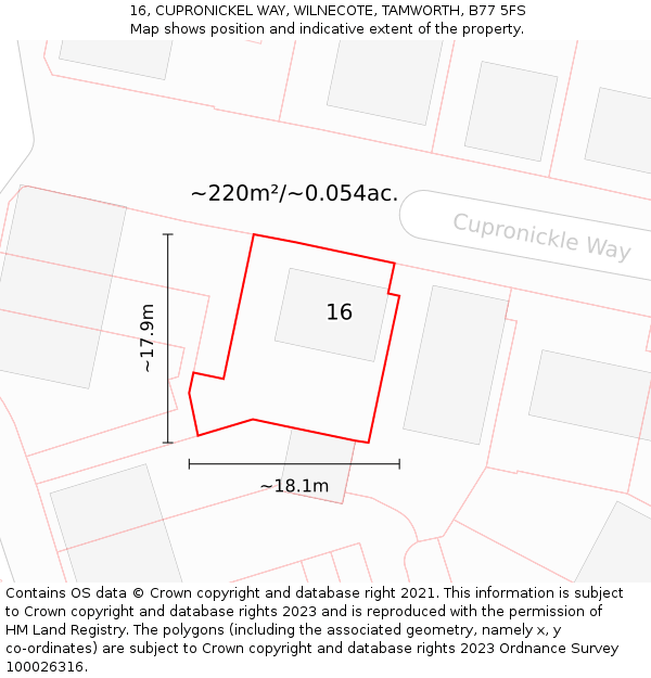 16, CUPRONICKEL WAY, WILNECOTE, TAMWORTH, B77 5FS: Plot and title map