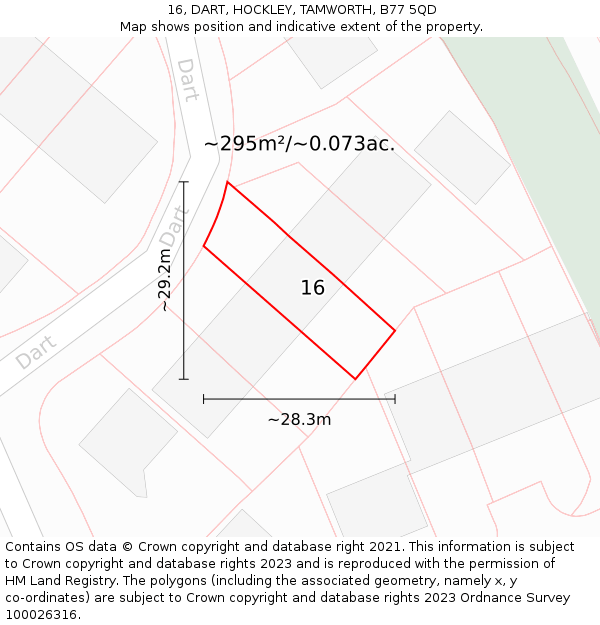 16, DART, HOCKLEY, TAMWORTH, B77 5QD: Plot and title map