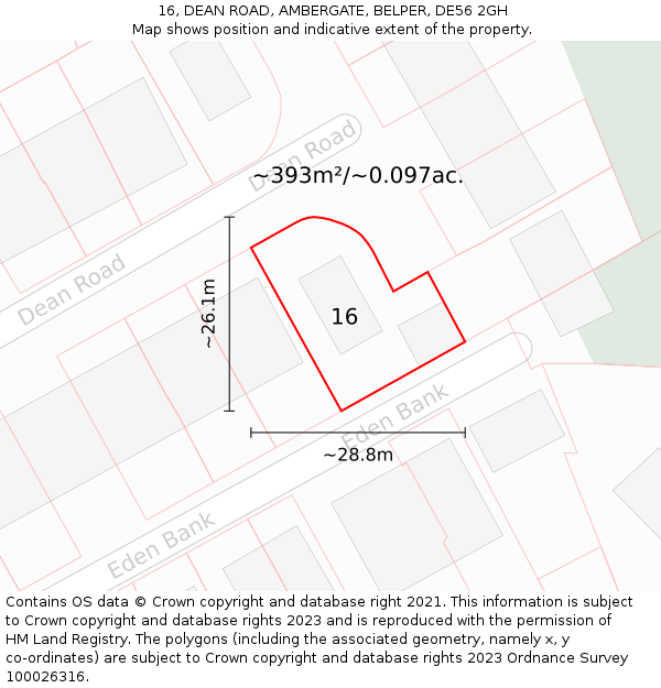 16, DEAN ROAD, AMBERGATE, BELPER, DE56 2GH: Plot and title map