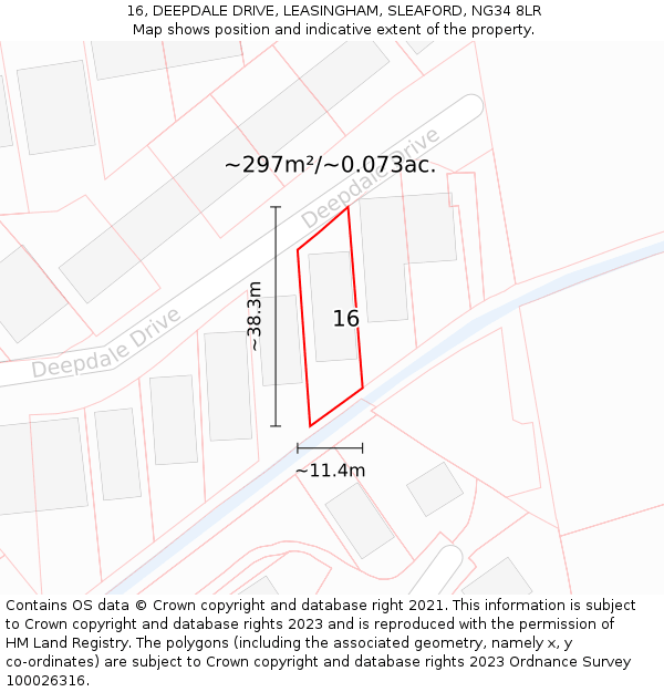 16, DEEPDALE DRIVE, LEASINGHAM, SLEAFORD, NG34 8LR: Plot and title map