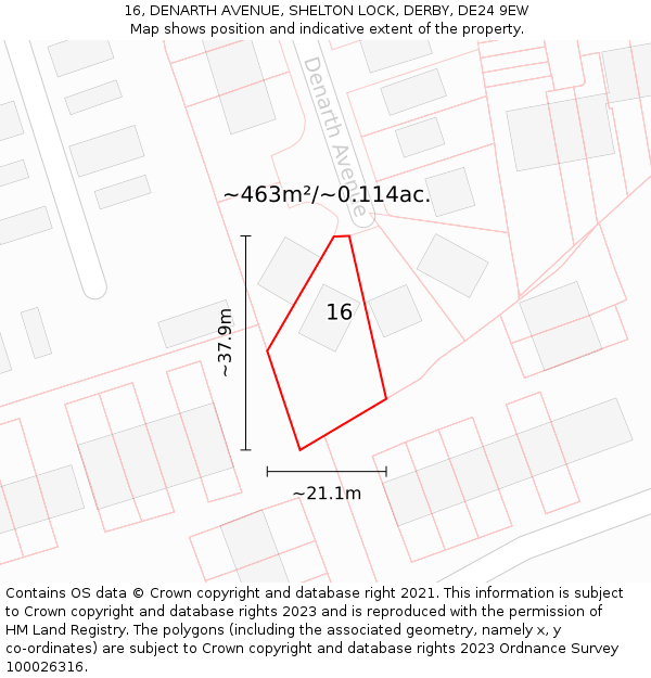 16, DENARTH AVENUE, SHELTON LOCK, DERBY, DE24 9EW: Plot and title map