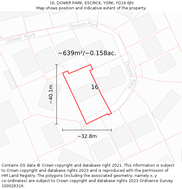 16, DOWER PARK, ESCRICK, YORK, YO19 6JN: Plot and title map