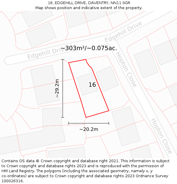 16, EDGEHILL DRIVE, DAVENTRY, NN11 0GR: Plot and title map