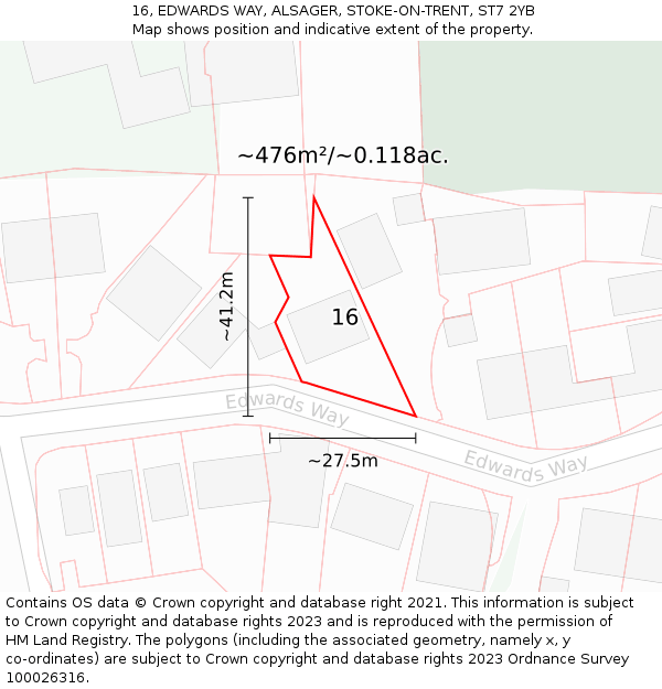 16, EDWARDS WAY, ALSAGER, STOKE-ON-TRENT, ST7 2YB: Plot and title map