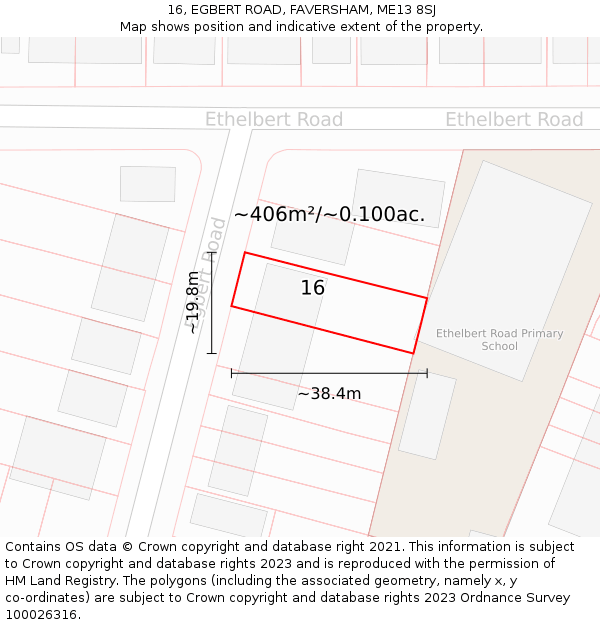 16, EGBERT ROAD, FAVERSHAM, ME13 8SJ: Plot and title map