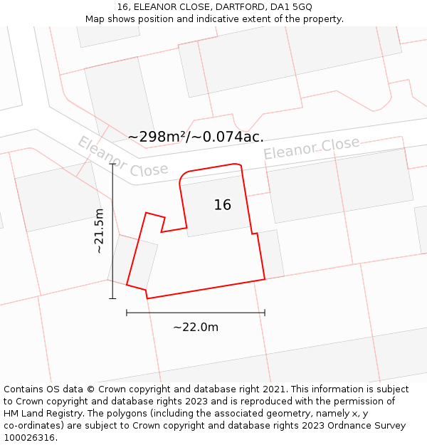 16, ELEANOR CLOSE, DARTFORD, DA1 5GQ: Plot and title map