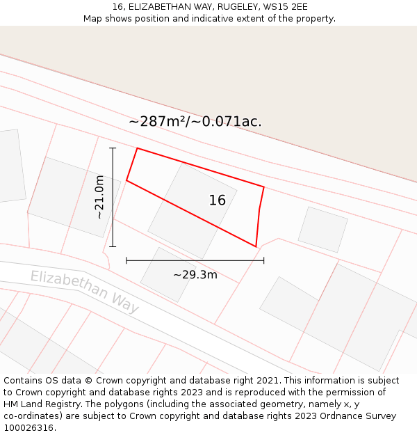 16, ELIZABETHAN WAY, RUGELEY, WS15 2EE: Plot and title map