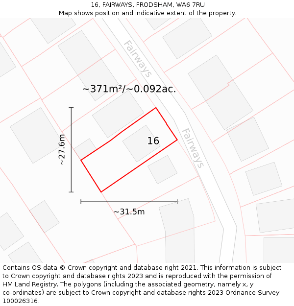 16, FAIRWAYS, FRODSHAM, WA6 7RU: Plot and title map