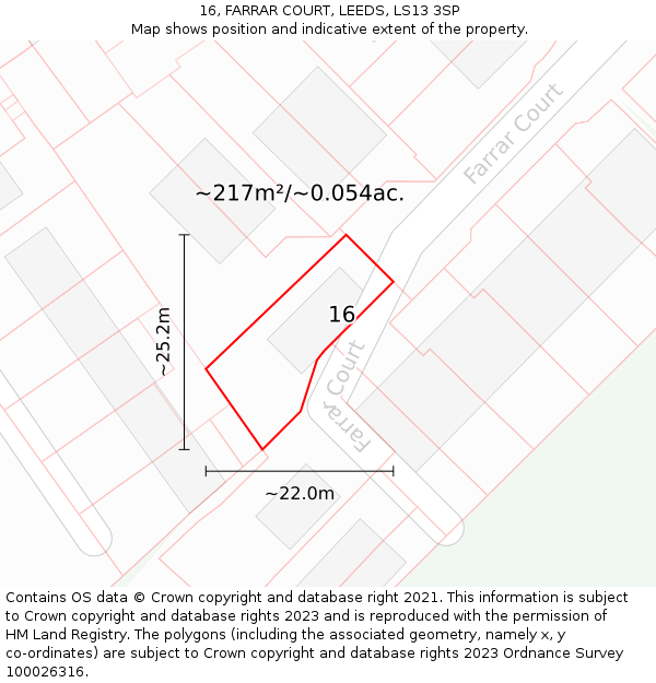 16, FARRAR COURT, LEEDS, LS13 3SP: Plot and title map