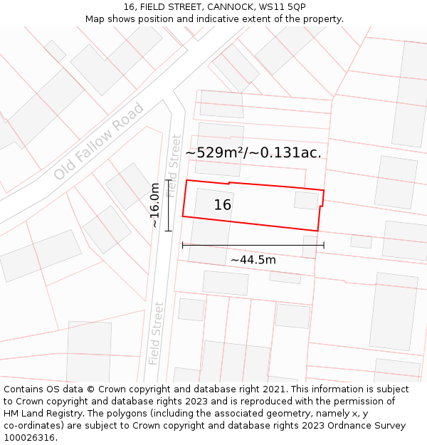 16, FIELD STREET, CANNOCK, WS11 5QP: Plot and title map