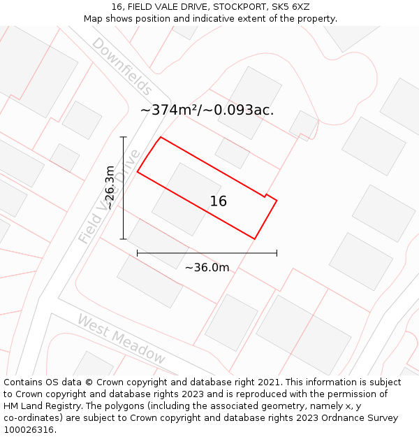16, FIELD VALE DRIVE, STOCKPORT, SK5 6XZ: Plot and title map