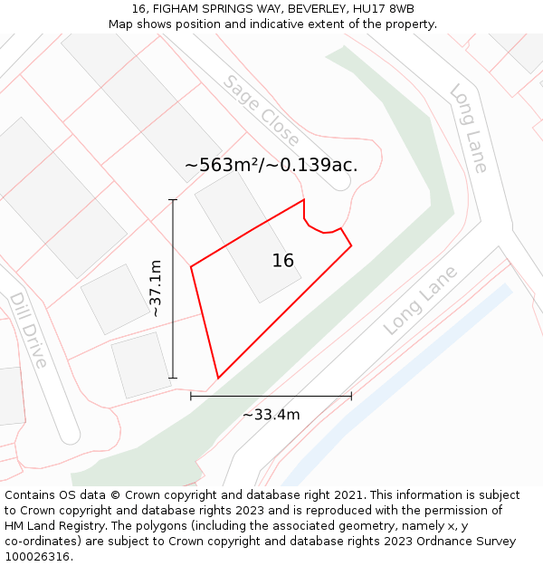 16, FIGHAM SPRINGS WAY, BEVERLEY, HU17 8WB: Plot and title map