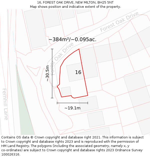 16, FOREST OAK DRIVE, NEW MILTON, BH25 5NT: Plot and title map