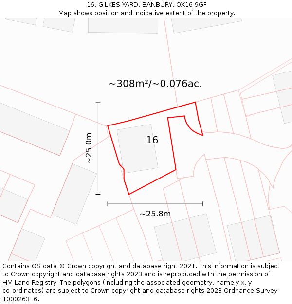 16, GILKES YARD, BANBURY, OX16 9GF: Plot and title map