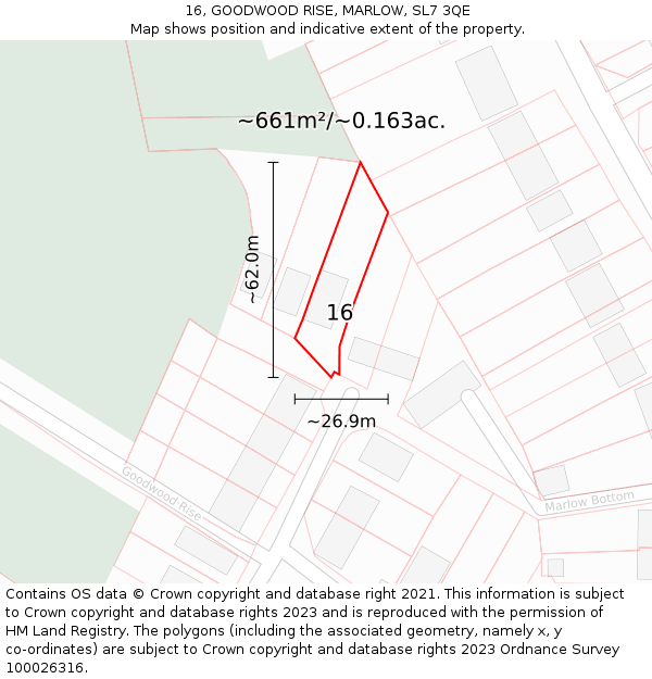 16, GOODWOOD RISE, MARLOW, SL7 3QE: Plot and title map