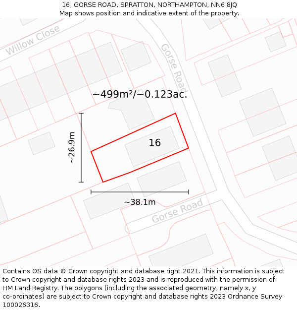 16, GORSE ROAD, SPRATTON, NORTHAMPTON, NN6 8JQ: Plot and title map