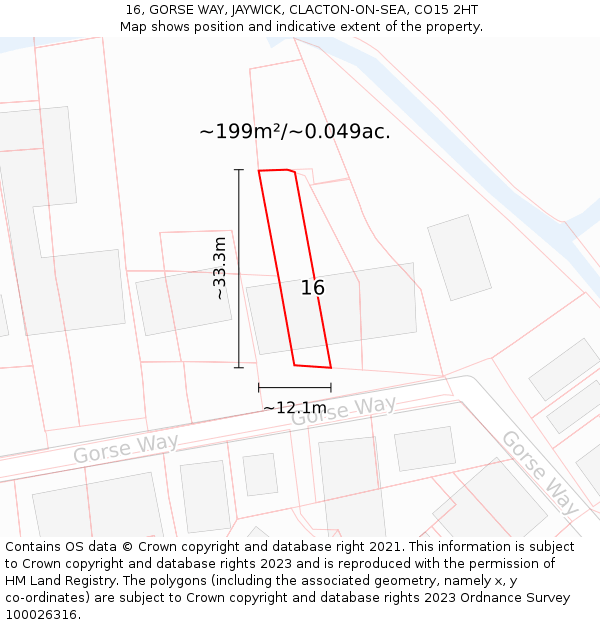 16, GORSE WAY, JAYWICK, CLACTON-ON-SEA, CO15 2HT: Plot and title map