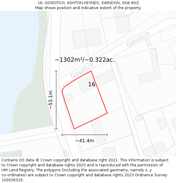 16, GOSDITCH, ASHTON KEYNES, SWINDON, SN6 6NZ: Plot and title map