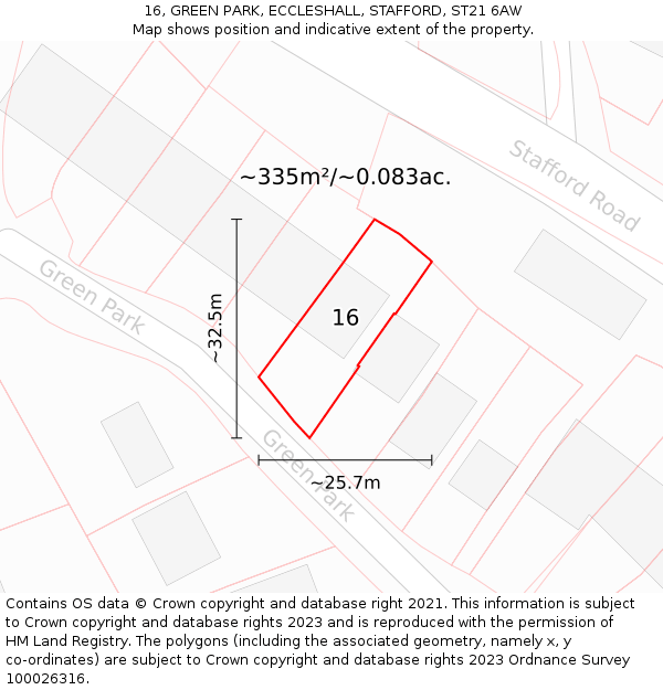 16, GREEN PARK, ECCLESHALL, STAFFORD, ST21 6AW: Plot and title map