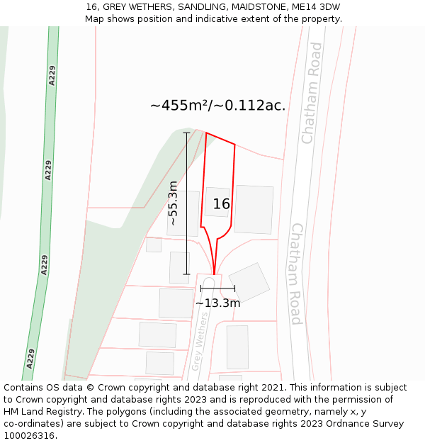 16, GREY WETHERS, SANDLING, MAIDSTONE, ME14 3DW: Plot and title map