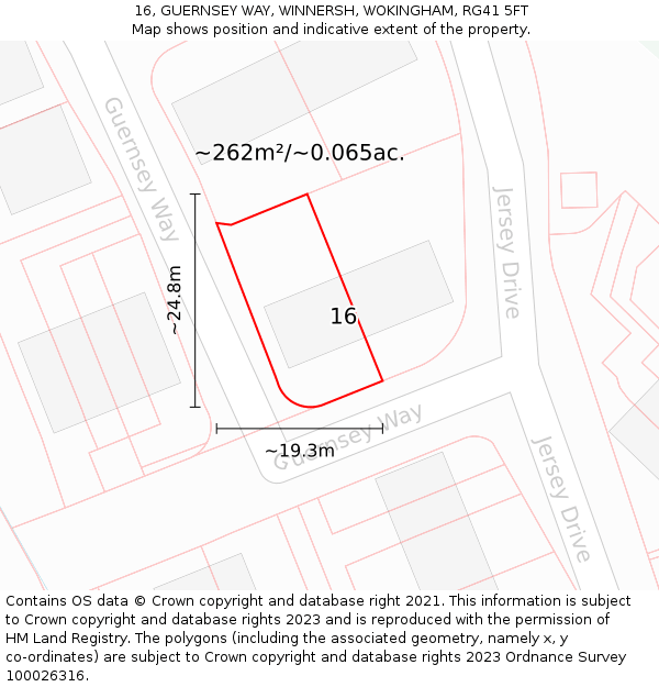 16, GUERNSEY WAY, WINNERSH, WOKINGHAM, RG41 5FT: Plot and title map