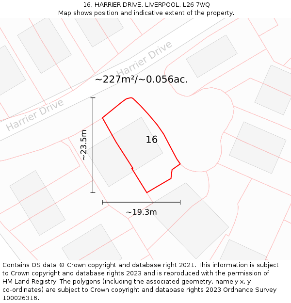 16, HARRIER DRIVE, LIVERPOOL, L26 7WQ: Plot and title map