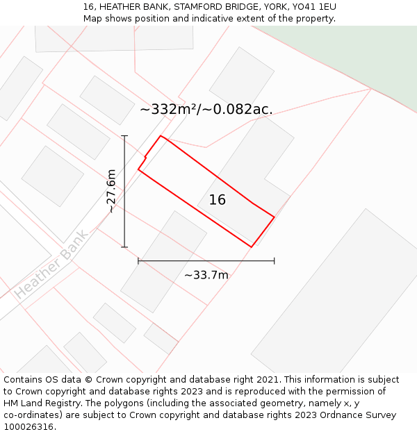 16, HEATHER BANK, STAMFORD BRIDGE, YORK, YO41 1EU: Plot and title map