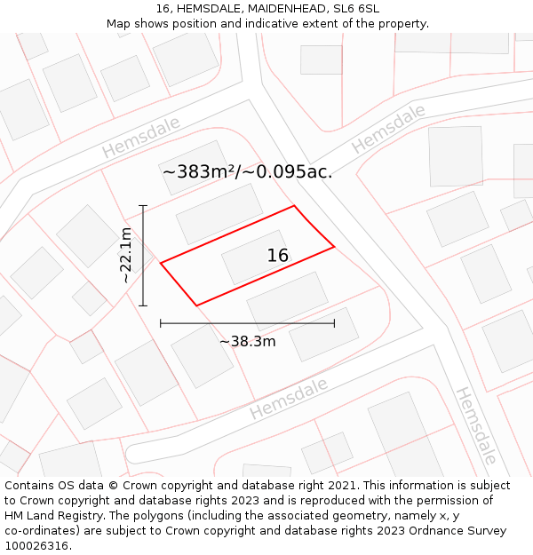 16, HEMSDALE, MAIDENHEAD, SL6 6SL: Plot and title map