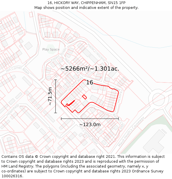 16, HICKORY WAY, CHIPPENHAM, SN15 1FP: Plot and title map