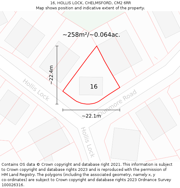 16, HOLLIS LOCK, CHELMSFORD, CM2 6RR: Plot and title map