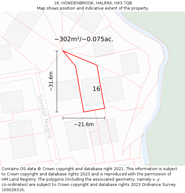 16, HOWDENBROOK, HALIFAX, HX3 7QB: Plot and title map