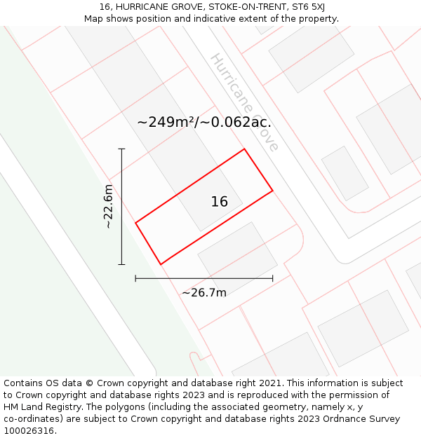 16, HURRICANE GROVE, STOKE-ON-TRENT, ST6 5XJ: Plot and title map