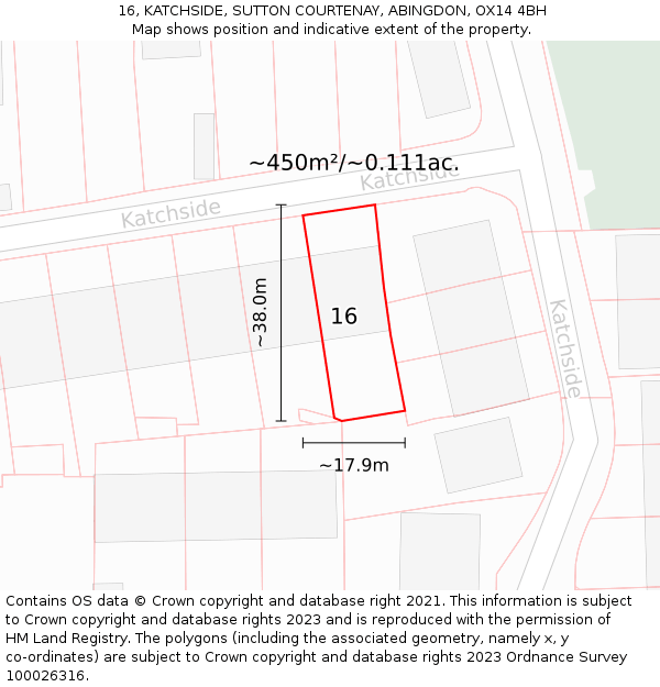 16, KATCHSIDE, SUTTON COURTENAY, ABINGDON, OX14 4BH: Plot and title map