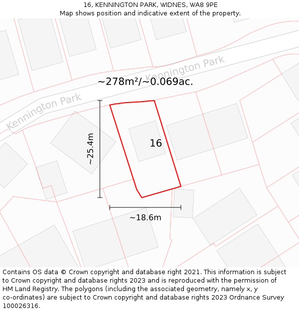 16, KENNINGTON PARK, WIDNES, WA8 9PE: Plot and title map