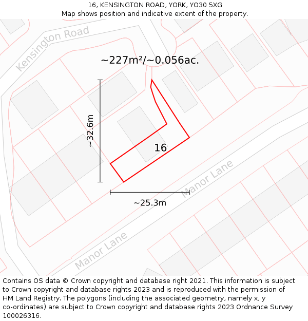 16, KENSINGTON ROAD, YORK, YO30 5XG: Plot and title map